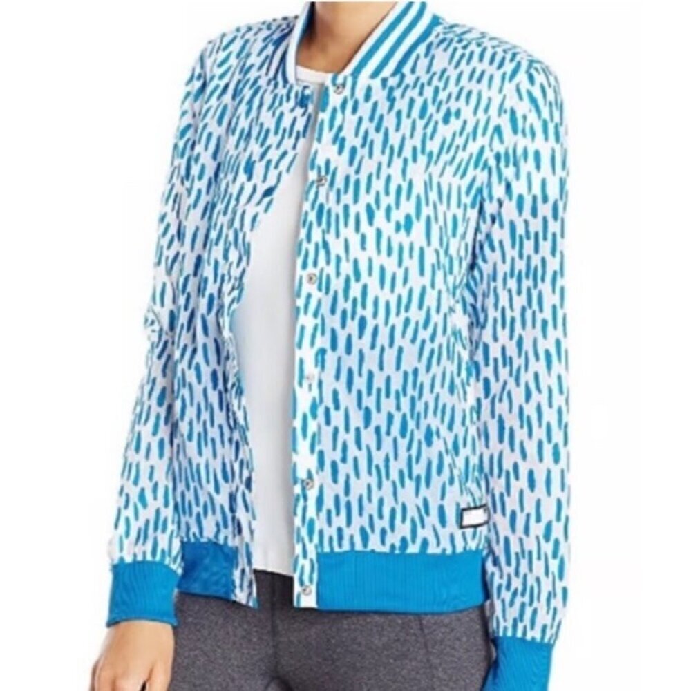 Adidas Women's Sz XS Teal Blue & White Lightweight Track Jacket AY4006